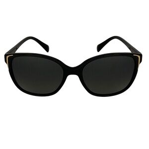 PRADA BLACK / GOLD / GREY GRADIENT LENS POLARIZED BUTTERFLY ACETATE SUNGLASSES